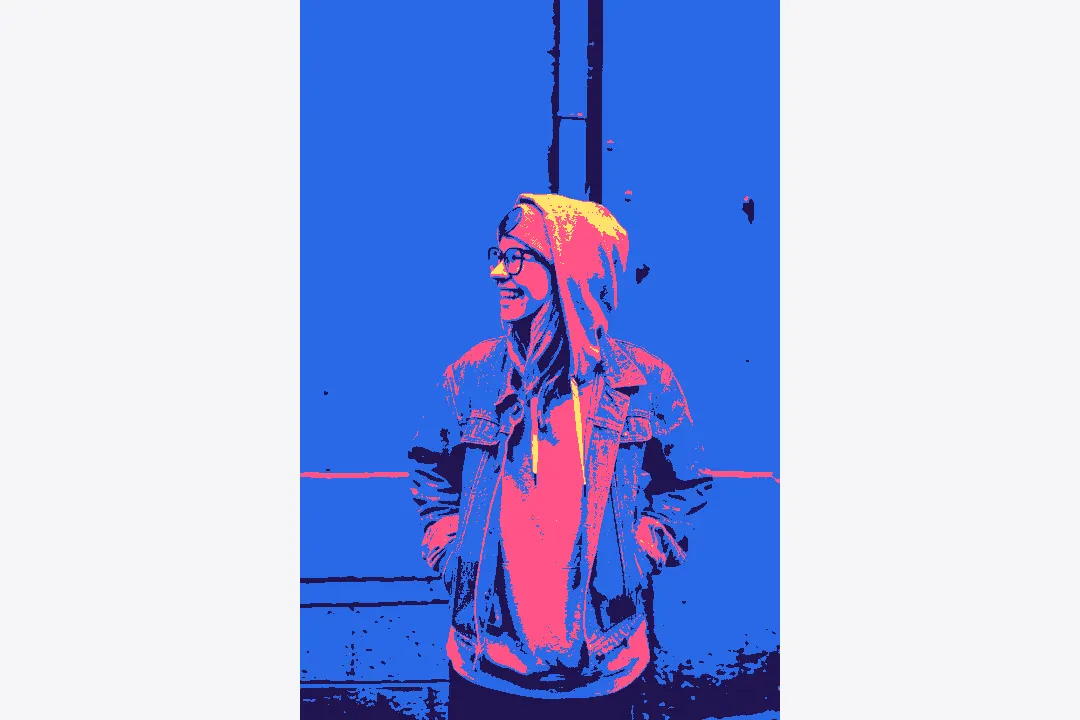 Portrait mapped to four vivid pop art colors